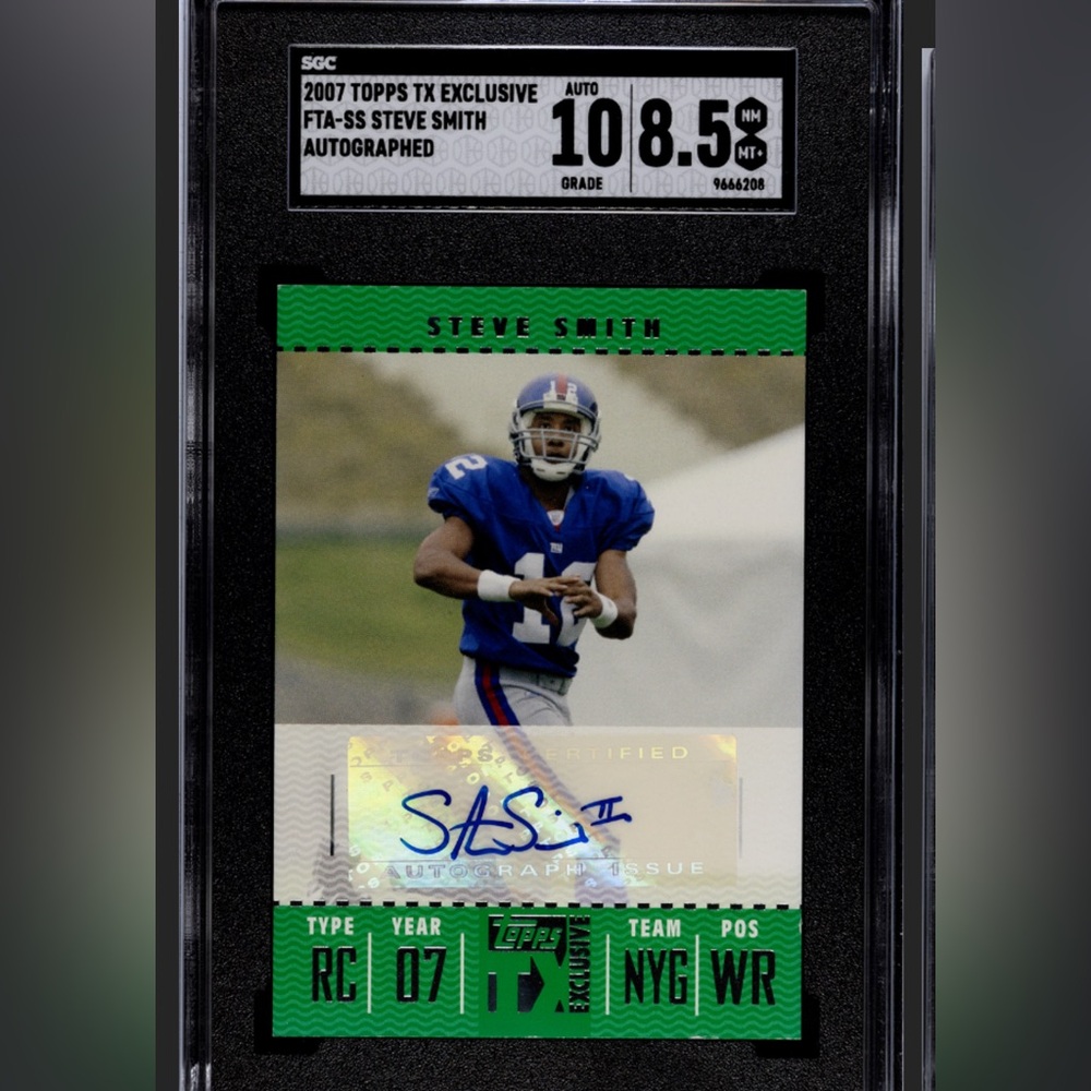Steve Smith certified dual auto 10 8.5 for the card. Would like to get 75$
